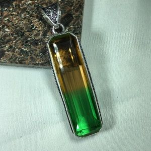 Bi Color Tourmaline Green Yellow Pendant
